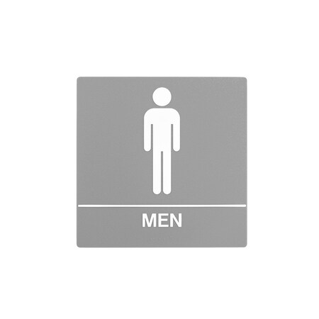 Bcf 8 x 8, Men Door Sign, Square Print, Picture & Text With Braille, Gray SB441-GRAY